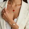 Romantic Minimalist Red Rose Floral Pendant Rose Flower Pendant Floral Pendant Dainty Rose Jewelry Gift