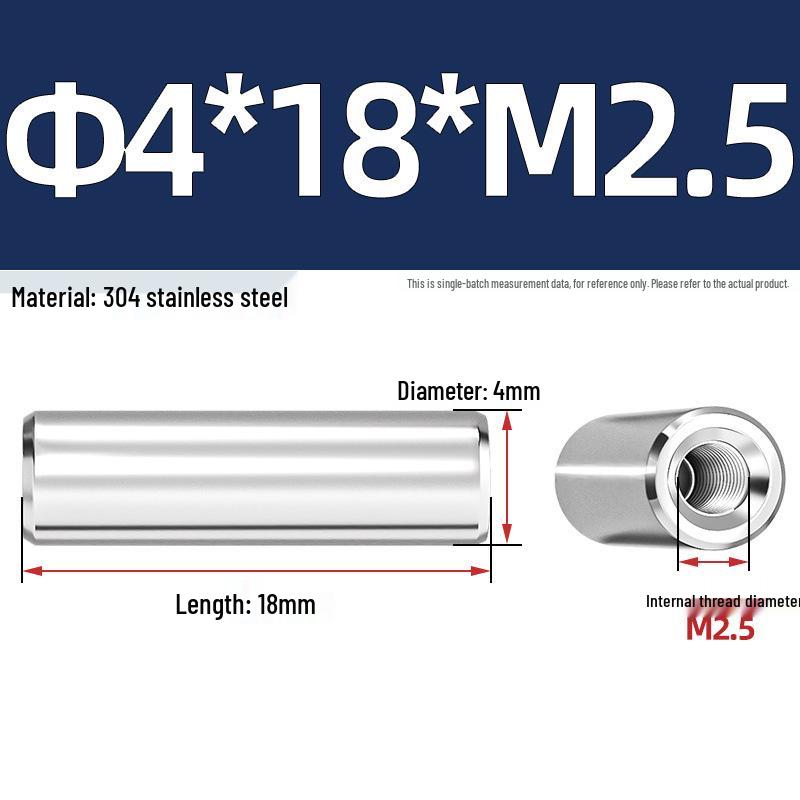 Pin Cilindric din Oțel Inoxidabil 304 cu Filet Interior M4/M6/M8 și Orificiu - Coloană de Suport și Ghidare