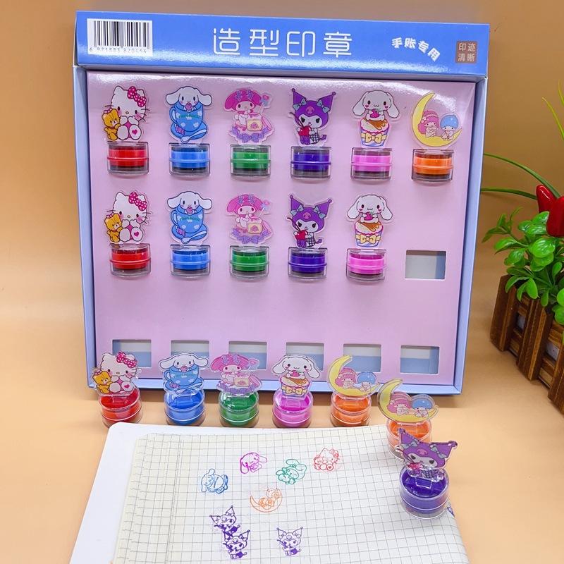 New Kawaii Sanrio Seal Kuromi Mymelody Cartoon Portable Cute Press Seal Kindergarten Student Prize Children'S Gift