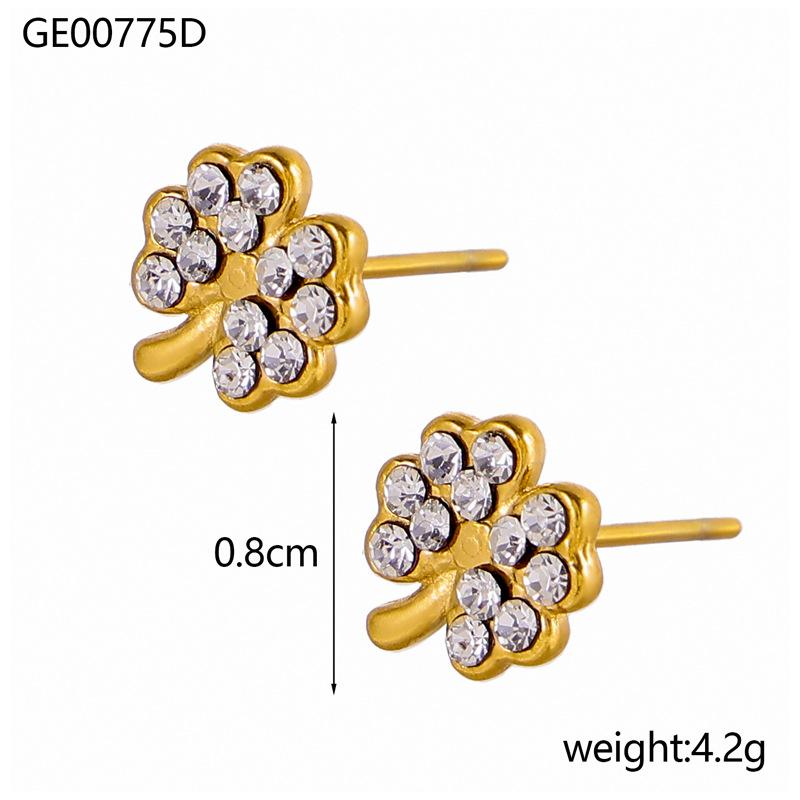 CARLIDANA Hot Selling Zircon Inlaid Earrings Heart Butterfly Star Cat Flower Stainless Steel Gold Plated Earrings Jewelry Women