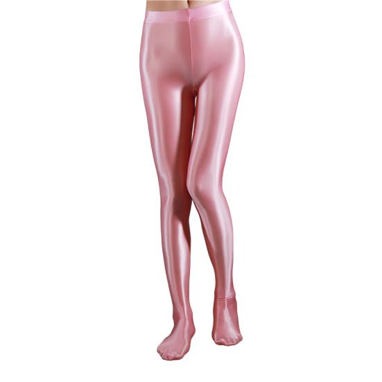Stage Performance Leggings Glossy Shiny High Waist Fitness with Socks Stage Show Skinny Smooth Surface Yoga Trousers Women Clothing