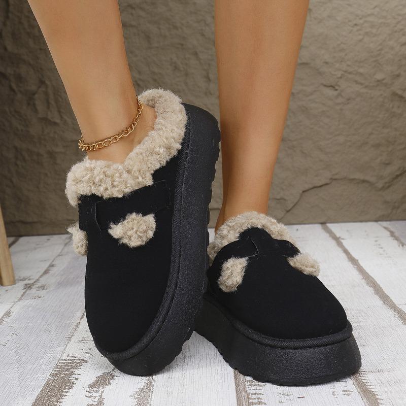 Γούνα ενσωματωμένη χονδρική χοντρές μπότες χιονιού τσάντα κεφάλι σφουγγαρίστρας χειμερινά ρούχα αφράτα βελούδινα νέες παντόφλες με χοντρή σόλα γυναικείες