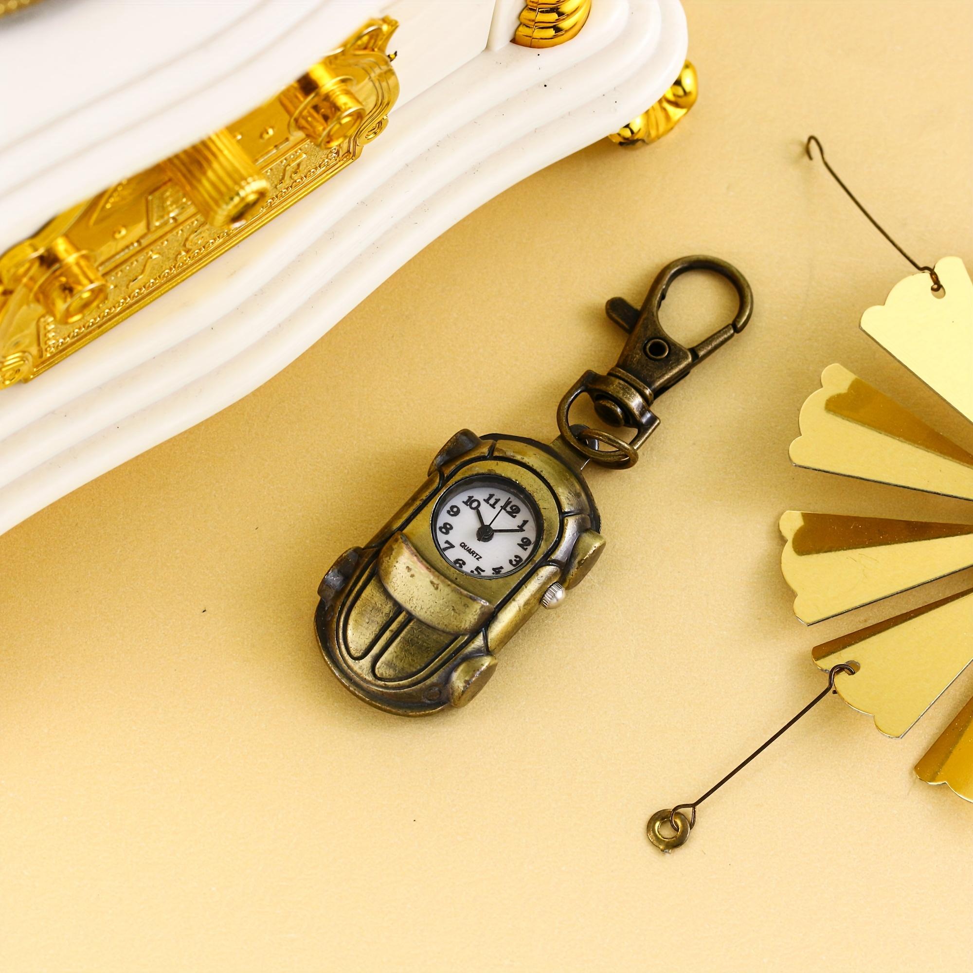 Cartoon retro sports car keychain watch, pocket watch, mini small minimalist gift, quartz watch