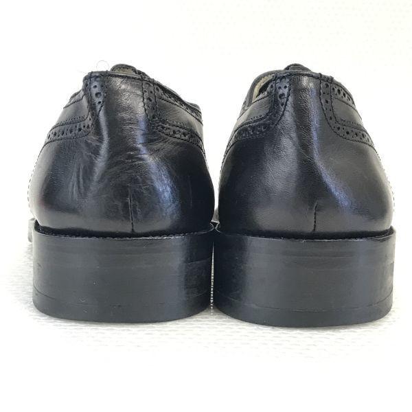 Made in France CLERGET Leather Goodyear Welt Full Brogue Wingtip 42 / 26.0-26.5cm / Black Dress Shoes(USED)