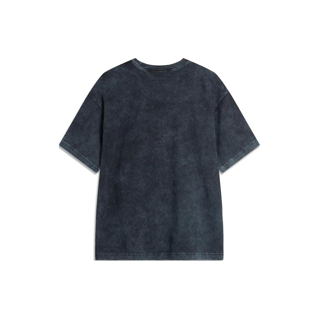 Li-Ning CF Exploration Series Vintage Print Loose Soft Short Sleeve T-Shirt Unisex Tops Black ATSU825-1