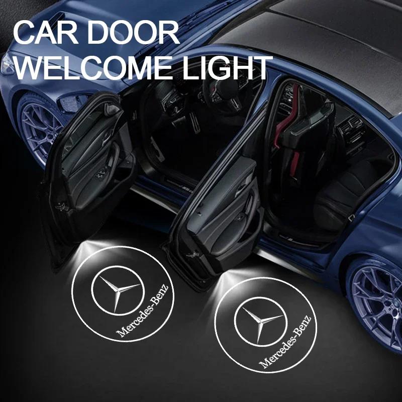 

C200 E200 New 2025 For Mercedes Benz Car Door Welcome Lamp Laser Projector Logo Ghost Shadow Night Lights For Mercedes Benz W210