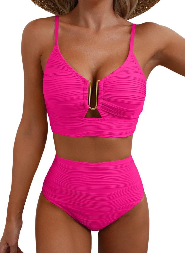 1Set Solid-color sexy gathered bikini swimsuit for women for beach wear