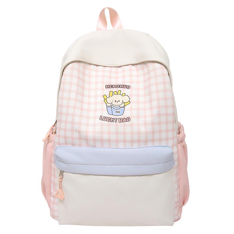 Extra Large Japanese Style Plaid Backpack for Middle & High School Students