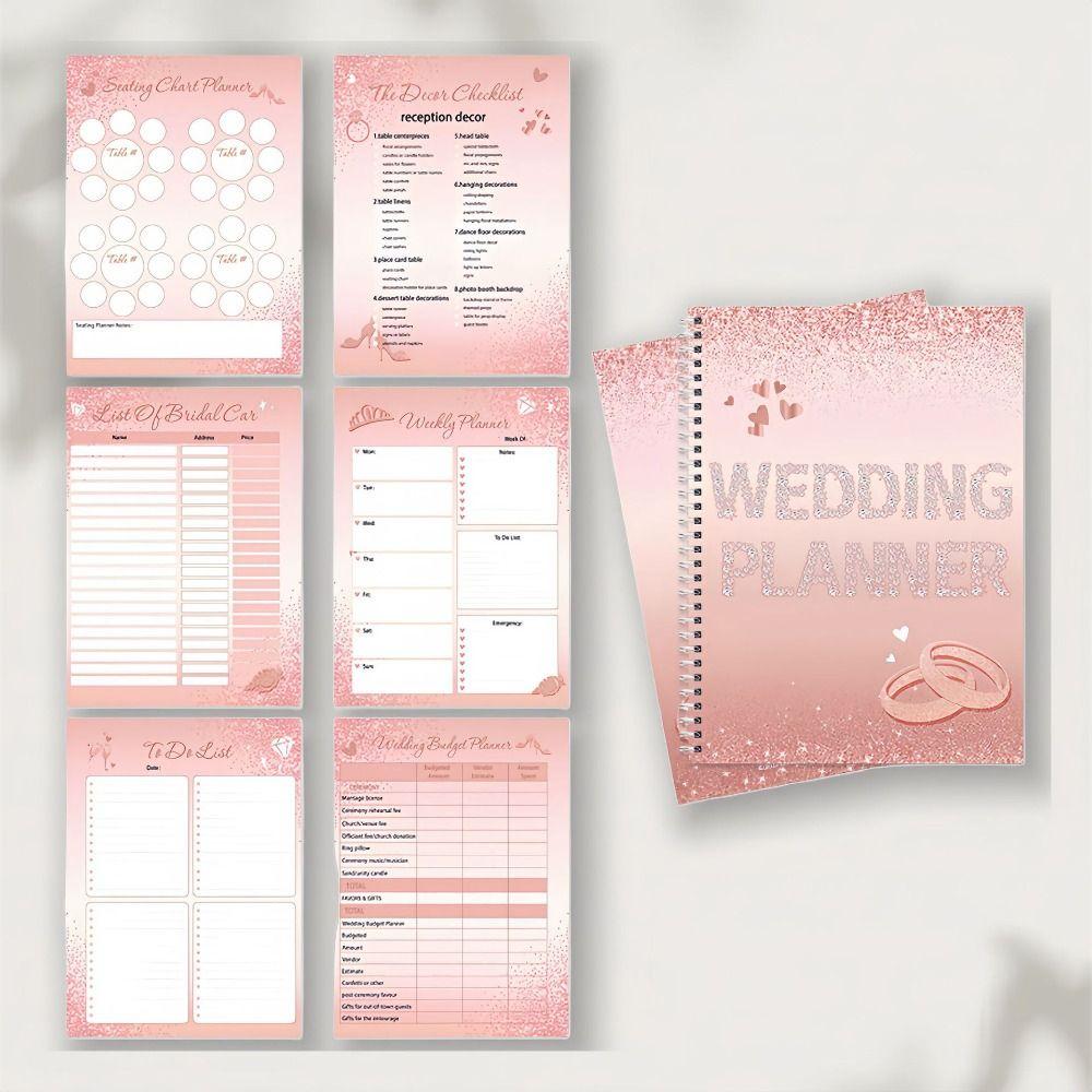 Checklist Detailed Wedding Planning Book Thick Paper Sparkling Bridal Organizer  Habit Tracker