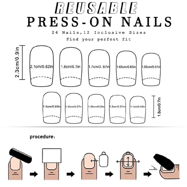 Independence Day French Tip Press on Nail Short Square Fake Nail Glues on Nail Artificial False Nail for Nail Decors