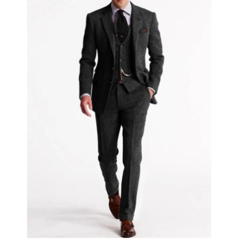 Traje Slim de Espiga para Hombre Cuatro Estaciones Negocios Traje de Padrino Traje de Boda para el Novio