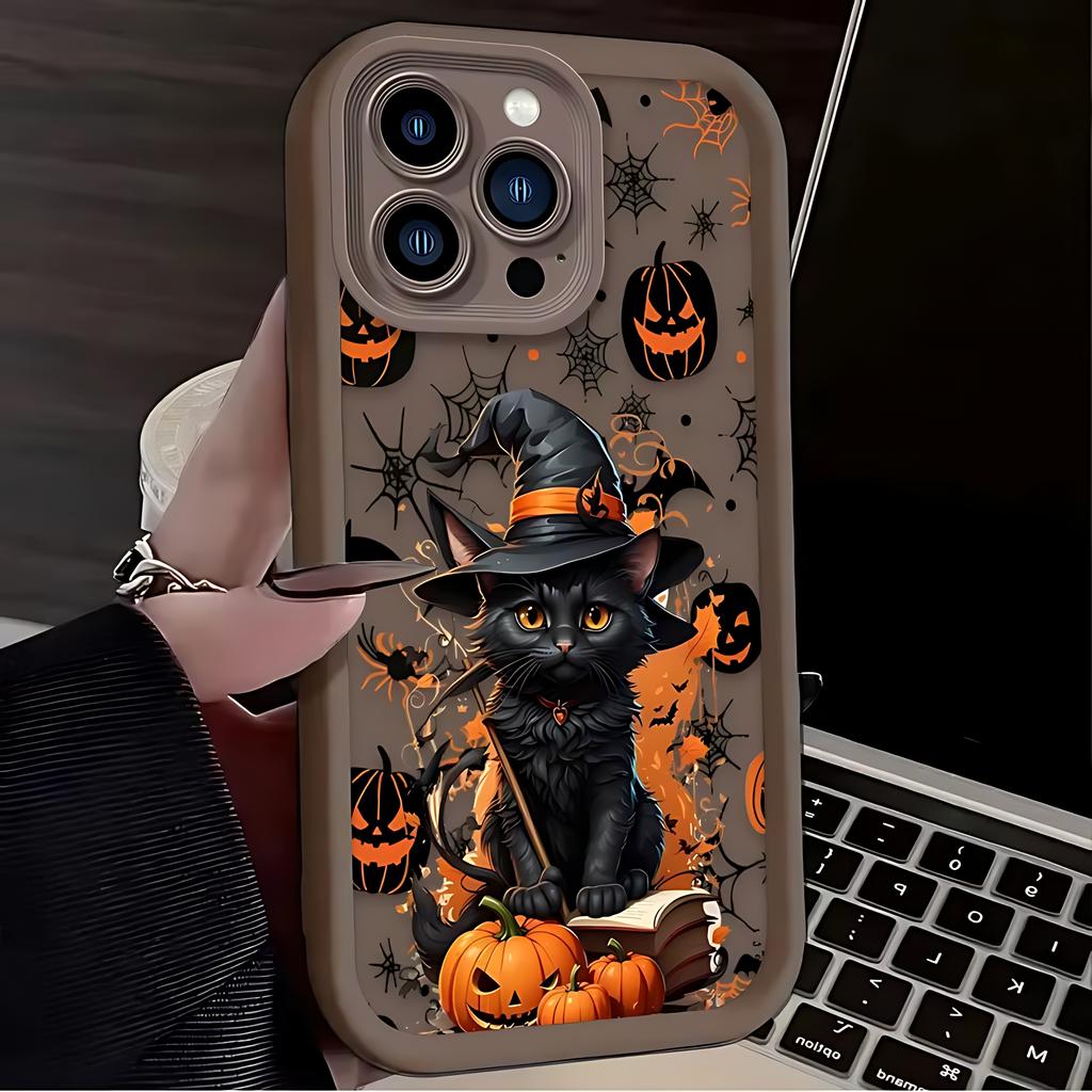 Halloween Black Cat Witch Phone Case for Samsung S26 S25 S24 S23 S22 S21 S20 F06 M16 Note 20 FE Plus Ultra 4G 5G Soft TPU Cover
