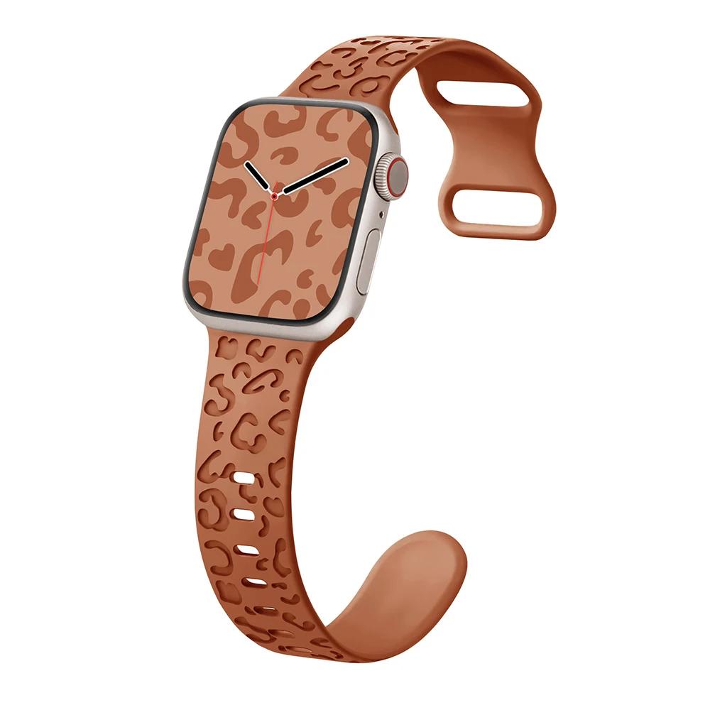 Silicone Strap For Apple Watch 10 9 8 7 45mm 41mm 42mm 46mm Ultra 2 49mm Leopard Print Bracelet Wristband iWatch 6 5 4 SE Correa