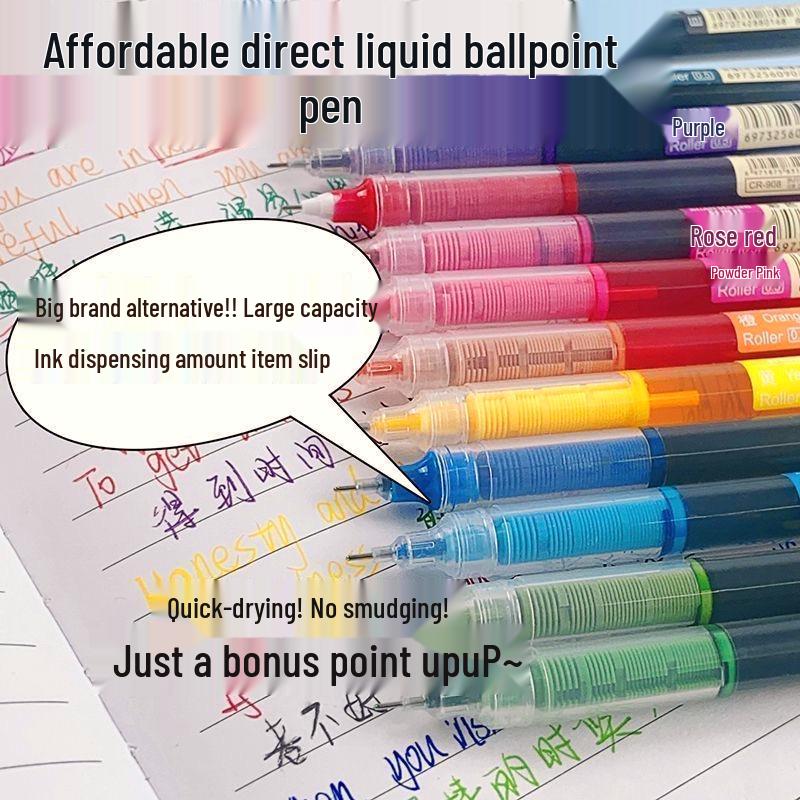 Large Capacity Colored Rollerball Pen - Quick-Drying, Carbon Neutral Ink, Water-Based, Ideal for Signatures and Journaling