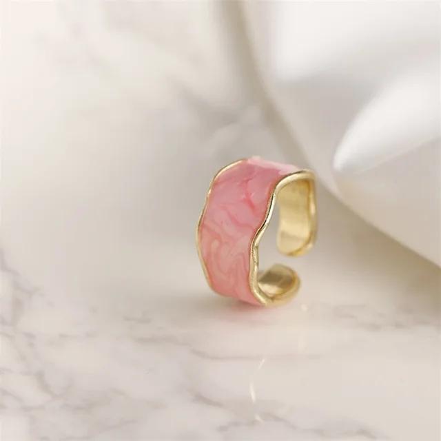 Punk Colorful Enamel Round Metal Ring for Women Fashion Geometric Twist Open Adjustable Rings Wholesale Jewelry Gifts