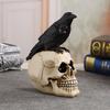 Skelett Krähe Gartenfiguren Halloween Totenkopf Miniatur Skelettkopf Figur Geeignet für Halloween Party Dekoration