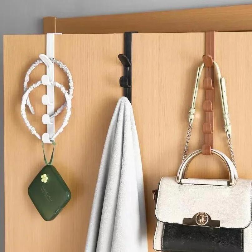 1 Pcs Bedroom Door Hooks Clothes Hanging Rack Over The Door Plastic Home Storage Organization Hooks Purse Holder For Bags