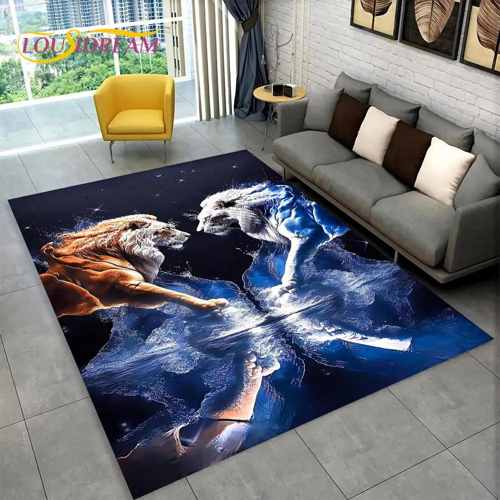 Novo tapete grande de área de animal de leão de sonho 3D, tapete de carpete para sala de estar, quarto, sofá, capacho de decoração, tapete de chão antiderrapante para brincadeira de criança