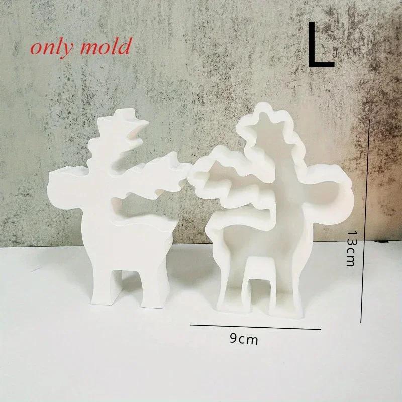 New Christmas Elk Ornament Silicone Mold DIY Christmas Deer Scented Plaster Candle Mold Resin Crafts Making Tools for Home Decor