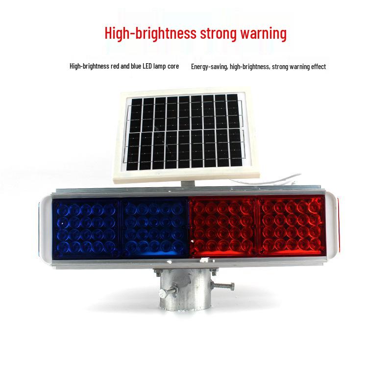 Solar-Powered Aluminum LED Strobe Light for Traffic with Red and Blue Ten-Grid Design
