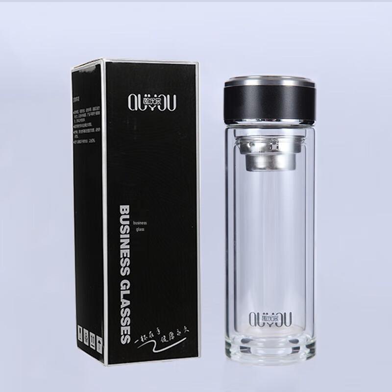 Quyoujia Double-Wall Borosilicate Glass Business Tumbler, 300ml