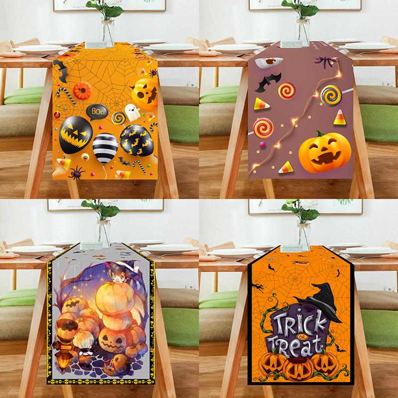 1pc Orenge Halloween Table Runner for Halloween Trick or Treat Theme Party Decoration Waterproof Highquality Tablecloth 33x183cm