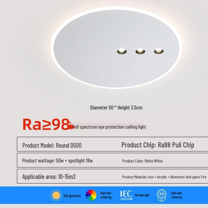 UOSU 50cm Round Full Spectrum LED Bedroom Ceiling Light