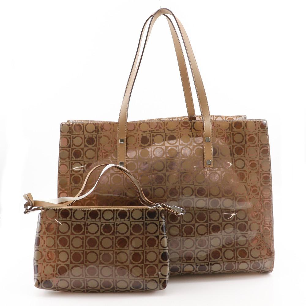 Salvatore Ferragamo Gancini Tote Bag AU-21-2437 beige Plastics Women Used