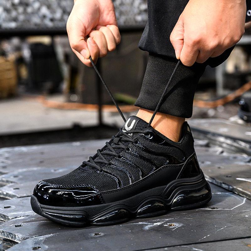 Men's safety shoes Rotating Button Male sneakers Steel Toe men shoes Anti Smashing Anti Piercing working shoes with protection