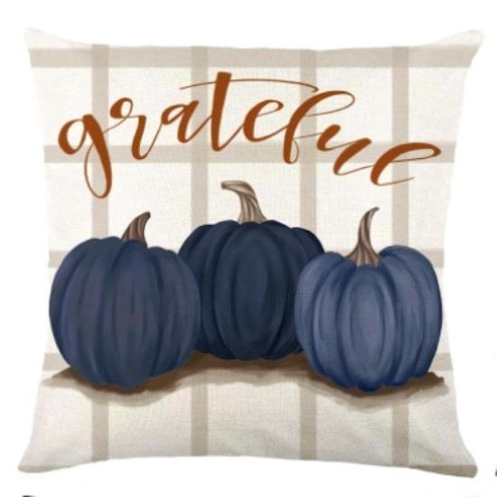 Halloween Pumpkin Decor Plaid Linen Throw Pillow Cover Living Room Sofa Lumbar Pillow Cushion