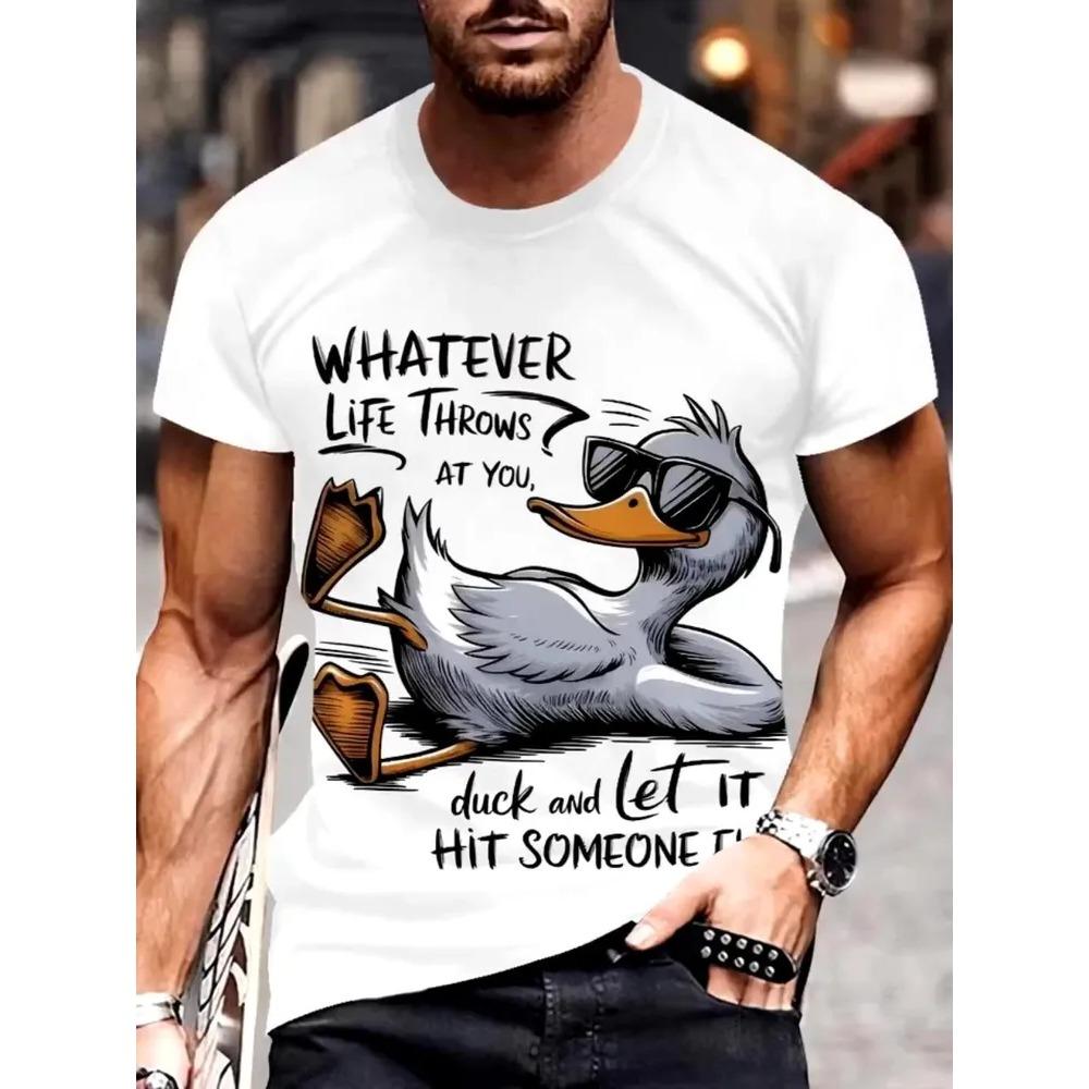 Summer Men s T-shirt Cartoon Animal Fun Patterns 3D Printed Short Sleeved T-shirt Fashionable Comfortable Soft Breathable Large Loose T-shirt S