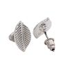 Gehena by Estele Rhodium Tone Cherry Leaf Stud Earrings for Women