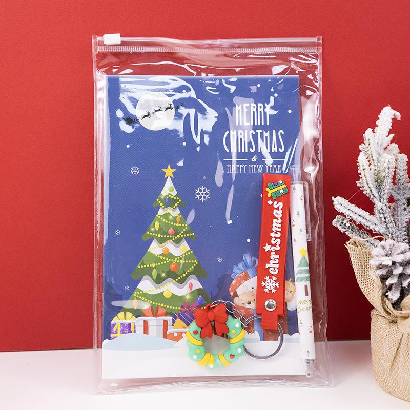 Children's Christmas Gift Prizes Christmas Stationery Set Party Favors Santa Deer Snowman Notebook Pencil Keychain Gift Pack