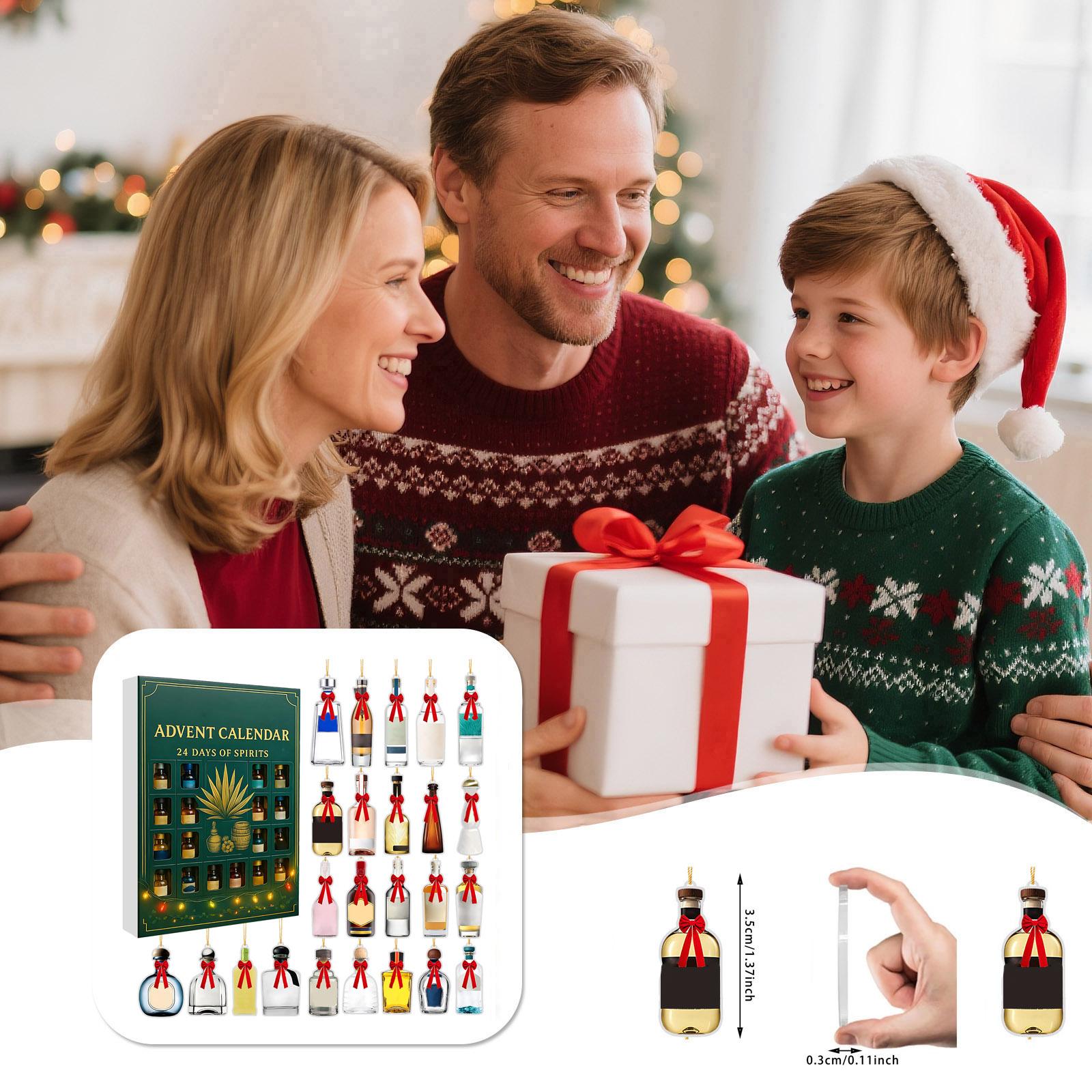 

2D Плоская 24-предметная акриловая подвеска-украшение Текила Рождественский Адвент-календарь One Size зелёный