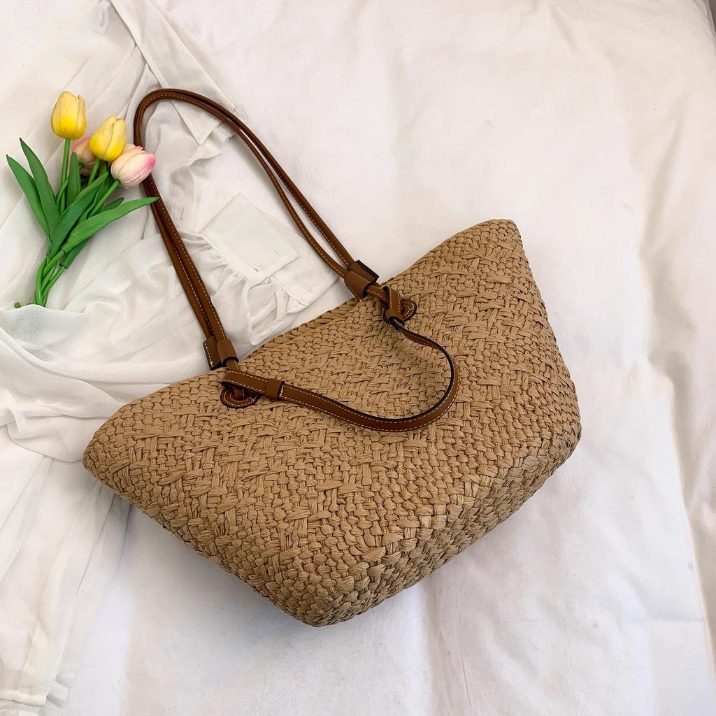 Women's Large Capacity Shoulder Bag Summer Straw Woven Basket Handbag Fashion Female Luxury Designer Beach Bag Bali Shopper Tote