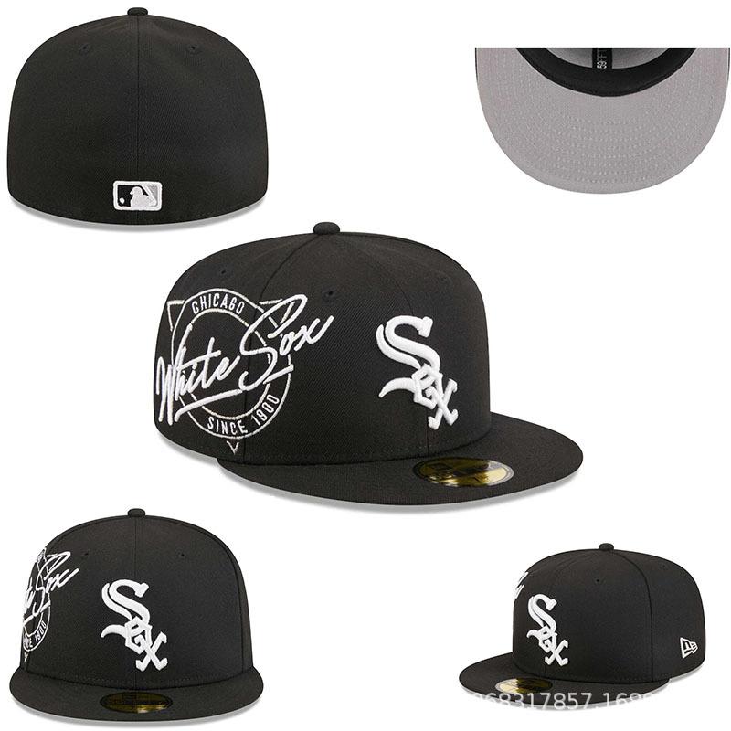 SOX Non-adjustable baseball cap, fully enclosed, hip-hop cap for street dance, backwards-worn, flat-brimmed cap, team wholesale