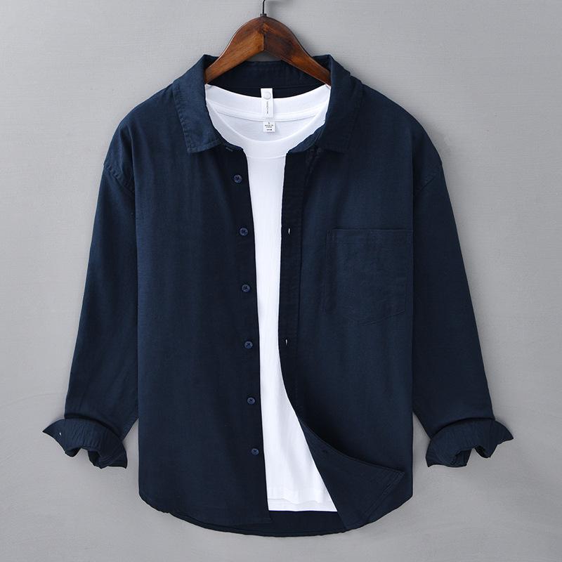 Men's Linen Business Casual Long Sleeve Shirt - Spring/Summer Versatile Cotton Linen Top