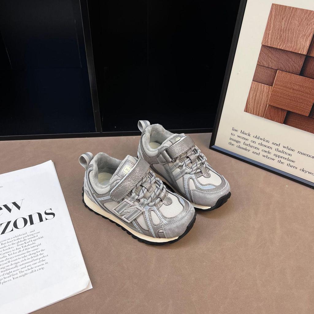 Chaussures de sport en cuir unisexes Hiver 2025 - Doublure en velours, Mode et polyvalentes pour enfants