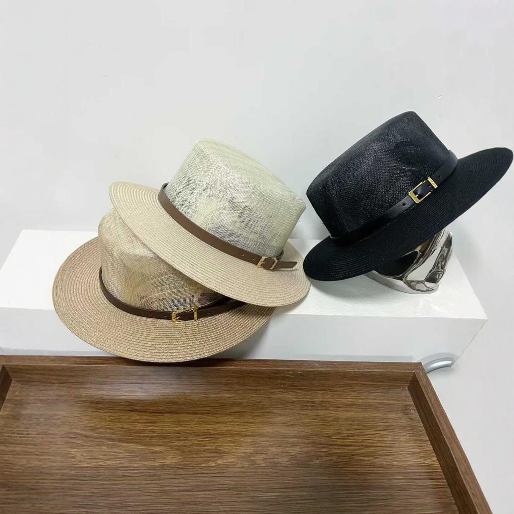 Quality French flat top straw hat new women's spring summer seaside beach vacation sunshade sunscreen top hat