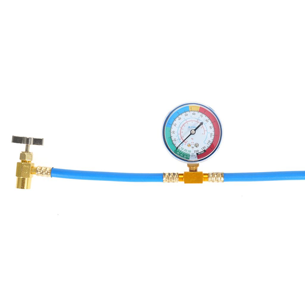 R134A AC Refrigerant Charge Hose Kit with Pressure Gauge Tap Quick Coupler, Fits for Car AC Air Conditioning Refrigerant