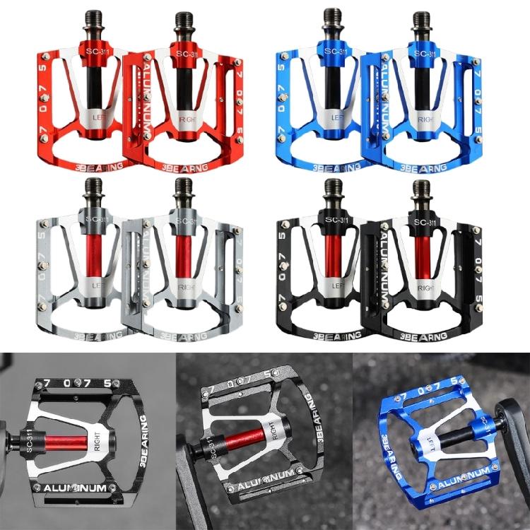 Nonslip Road Bicycles Pedals Aluminum Alloy Mountain Bicycles Pedals 3 Bearings Wide Flat Cycling Pedals Enduring