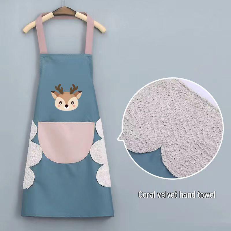Waterproof Oil-Proof PVC Kitchen Apron with Wipe Hands Feature