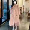 Cappotto Lungo con Collo a Revers Autunno e Inverno Pelliccia Sintetica di Coniglio Ispessito Caldo Temperamento Cappotto di Pelliccia