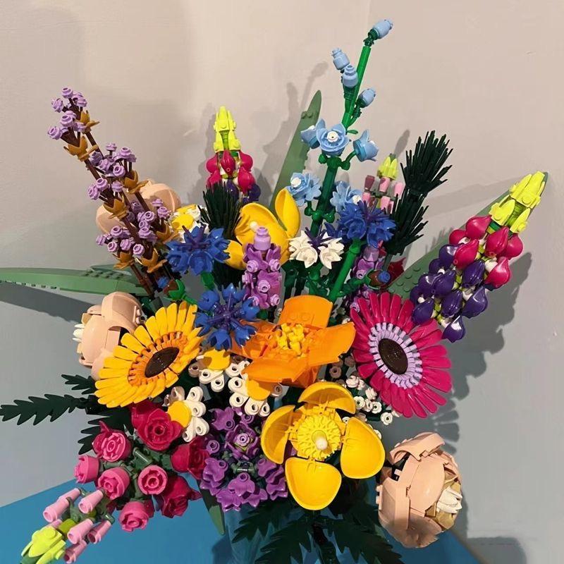 Bouquet Of Artificial Flower Orchid Potted Plants Building Blocks Model Brick Moc Girls Toys DIY Mom Gift For Adults