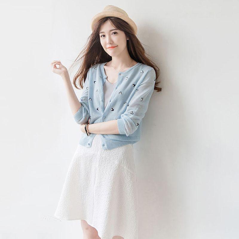 

Ice Silk Thin Skirt Sun Protection Top Knitting Cardigan