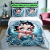 Betty Boop Duvet Cover Set - 3pcs Polyester Bedding Set with Digital Print, 1 Comforter Cover & 2 Pillow Shams
