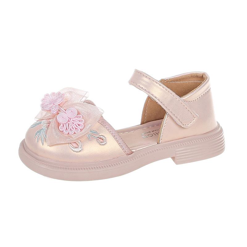 

[Summer Girls Sandals Embroidered Chinese Princess Shoes Leather Shoes for Toddler Kids Casual Flats] size 26 розовый