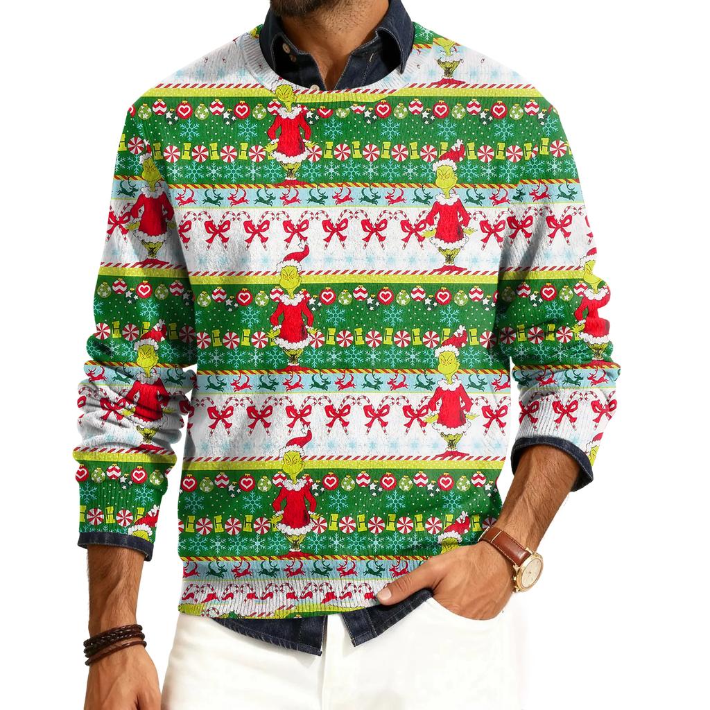 Herre Rund Hals Langermet Ribbestrikket Pullover