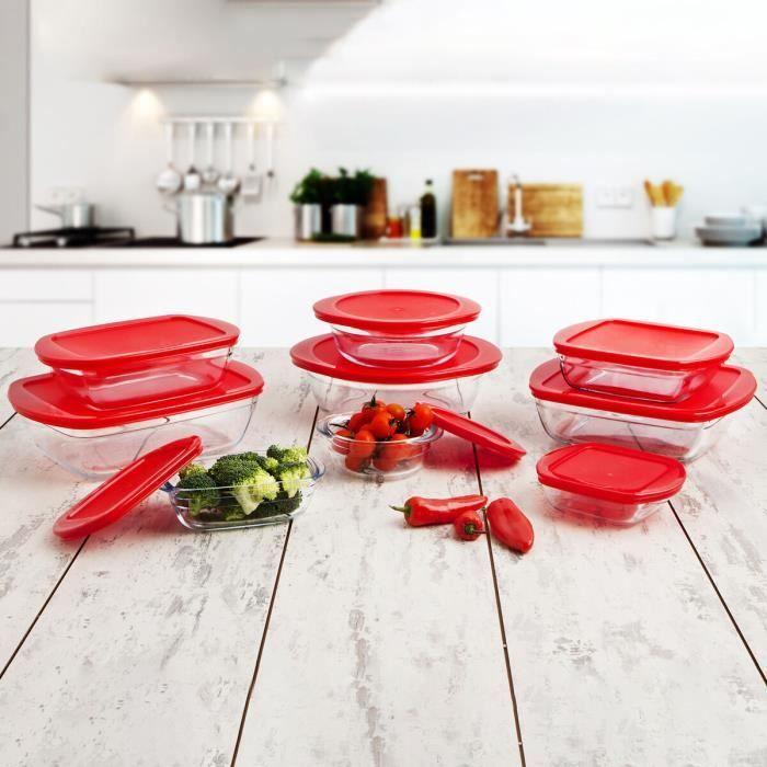 Panier-repas carré - Ô Cuisine - Cook &amp; Store - Rouge - 1 L - 20 x 17 x 6 cm