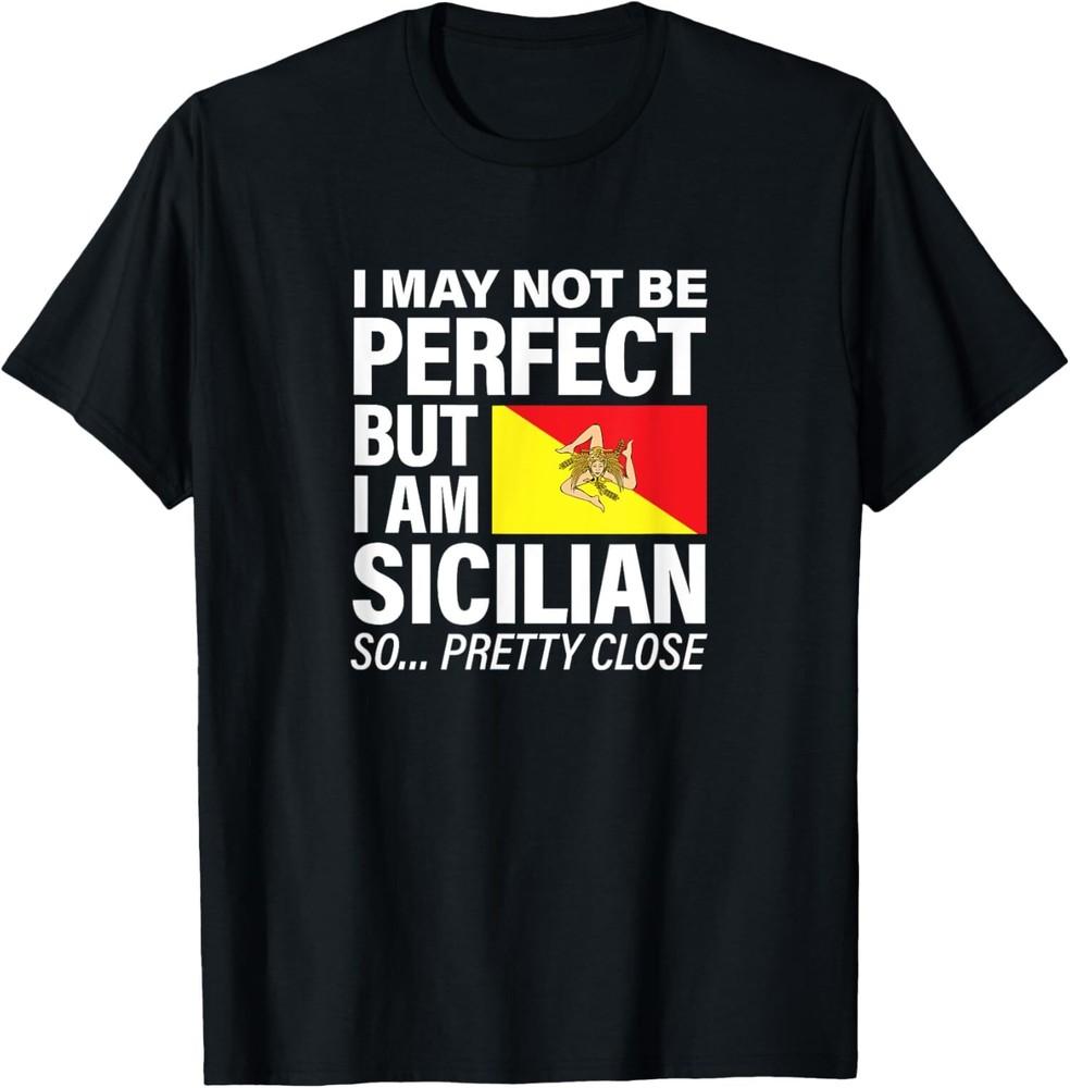 

New Limited Funny Perfect Sicilian Flag Design SICILIA, I Love Sicily T-Shirt Tops Tee 4XL